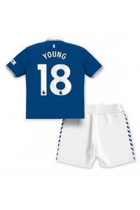 Everton Ashley Young #18 Jalkapallovaatteet Lasten Kotipeliasu 2023-24 Lyhythihainen (+ Lyhyet housut)
